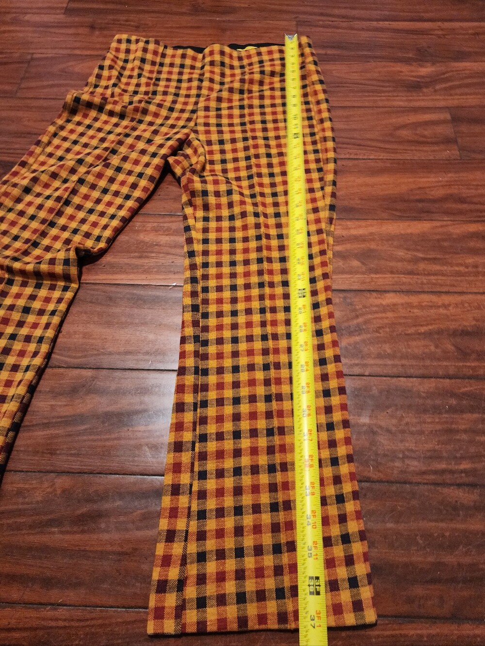 Anthropologie Maeve Yellow, Red, Black Plaid Wide-Leg Pants - Picture 3 of 9